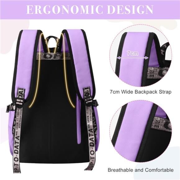 School Backpack for Teens Middle School Bookbag Students Lightweight - Picture 6 of 7